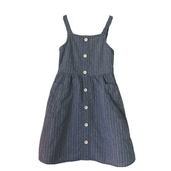 Epic Threads Denim Chambray Popover Dress,  Blue, Stripes, Pockets Summer Size M - Picture 1 of 5